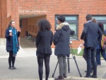 Miss Green being interviewed at Benenden for Films.jpg
